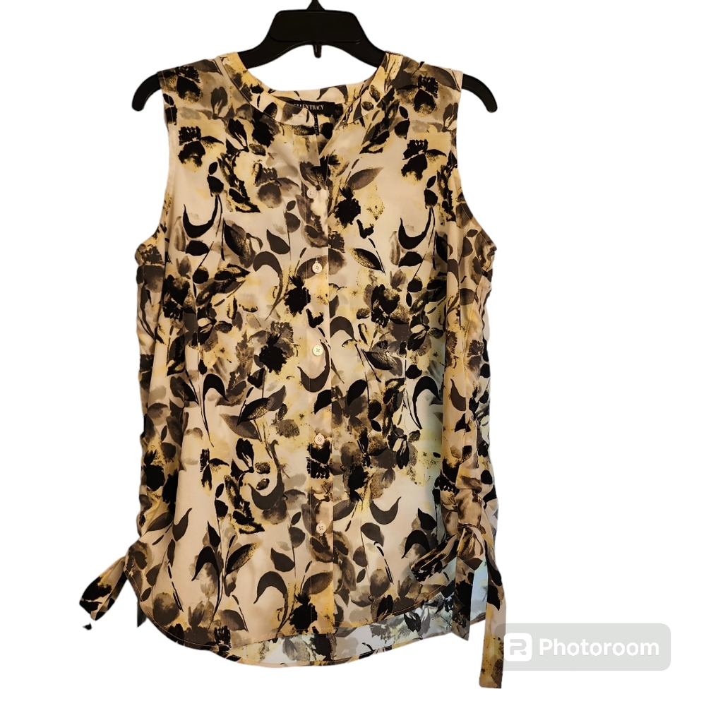 ELLEN TRACY WOMEN'S BLACK, WHITE, SOFT YELLOW BLOUSE SIZE XL
